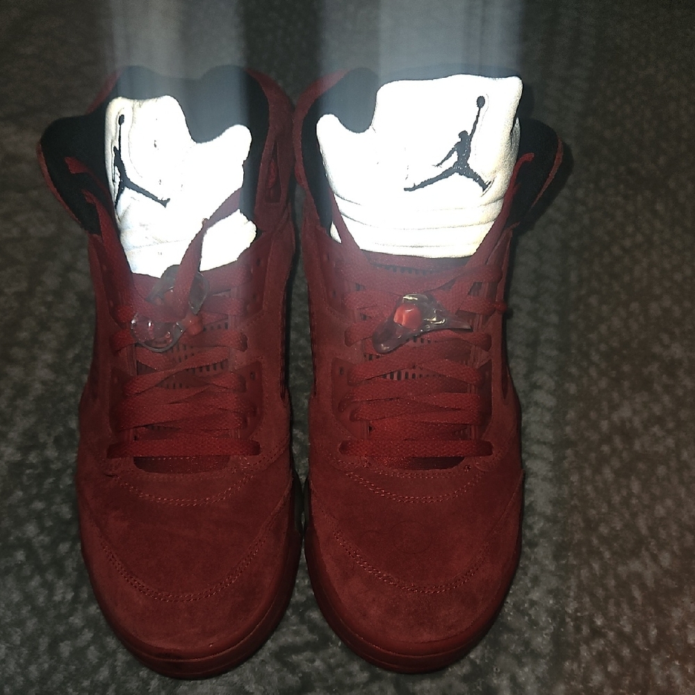Jordan Red High-Top Sneakers with Suede Finish